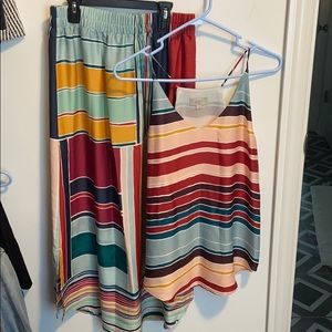 Loft multi stripe maxi skirt set